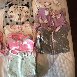 9M Carters and Gerber Girls Pajamas